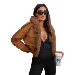 Brūna ādas jaka ar brūnu kaliko Auro