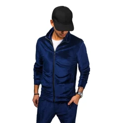 Vīriešu tumši zils velūra džemperis Onil