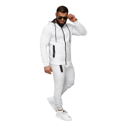 Vīriešu balts treniņtērps ar kapuci Adam