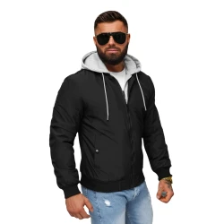 Vīriešu melna jaka ar kapuci Eidan