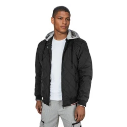 Vīriešu melna jaka ar kapuci Stefun