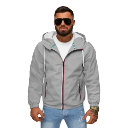 Vīriešu pelēka jaka ar kapuci Pyter