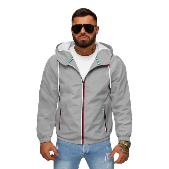 Vīriešu pelēka jaka ar kapuci Pyter JS/31M5069/215