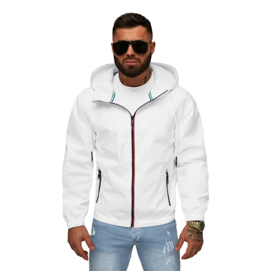 Vīriešu balta jaka ar kapuci Pyter JS/31M5069/281