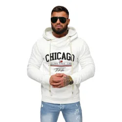 Vīriešu balts džemperis ar kapuci Chicago