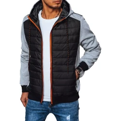 Vīriešu pelēka jaka ar kapuci Bastin