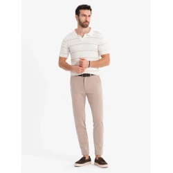 Vīriešu polo krekls ar baltiem un brūniem svītrveida svītriņiem Ton