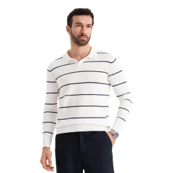 Vīriešu polo krekliņš ar garām piedurknēm balts Don