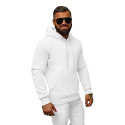 Balts vīriešu džemperis ar kapuci Buvoli