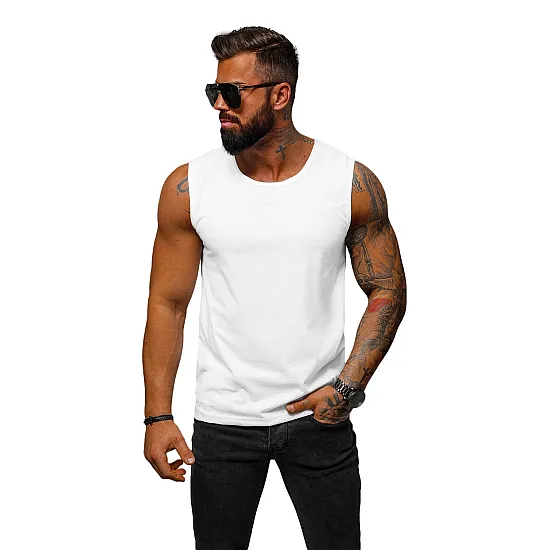 Sleeveless white men's t-shirt Look JS/99001