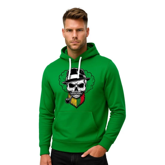 Vīriešu zaļš svīteris ar kapuci Skull Beard-Beard PK4011