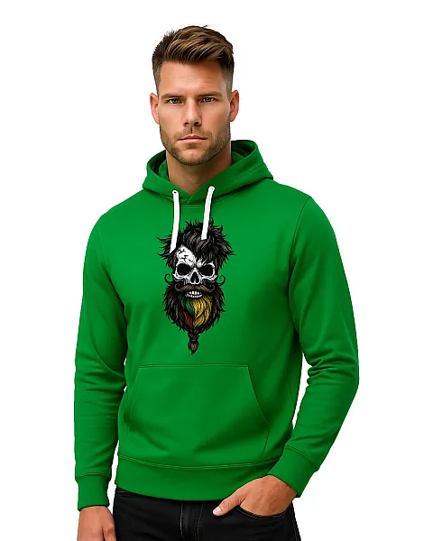 Vīriešu zaļš svīteris ar kapuci Skull Beard Moustache
