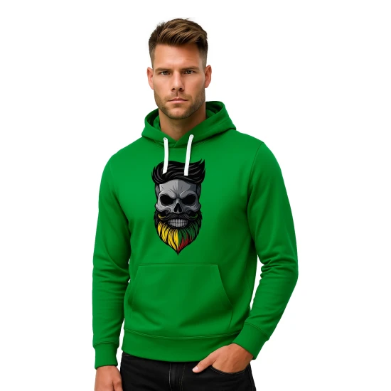 Vīriešu zaļš džemperis ar kapuci Skull PK4011