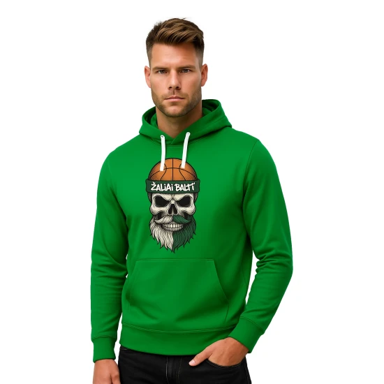 Vīriešu zaļš džemperis ar kapuci Skull PK4011