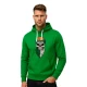 Vīriešu zaļš sporta krekls ar kapuci Galvaskauss Zaļa un balta bumba ar garu bārdu