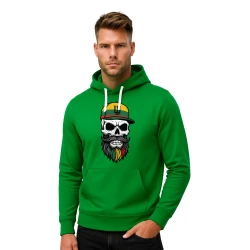 Vīriešu zaļš džemperis ar kapuci Skull
