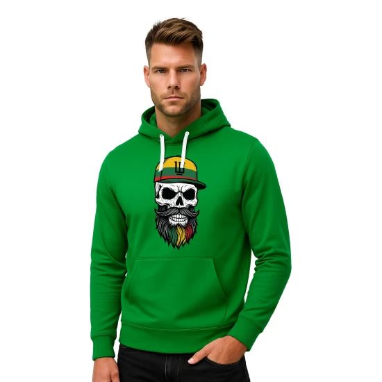 Vīriešu zaļš džemperis ar kapuci Skull PK4011