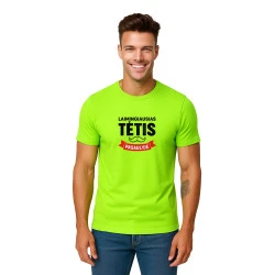 Neona zaļš Happy Daddy T-krekls (melns)