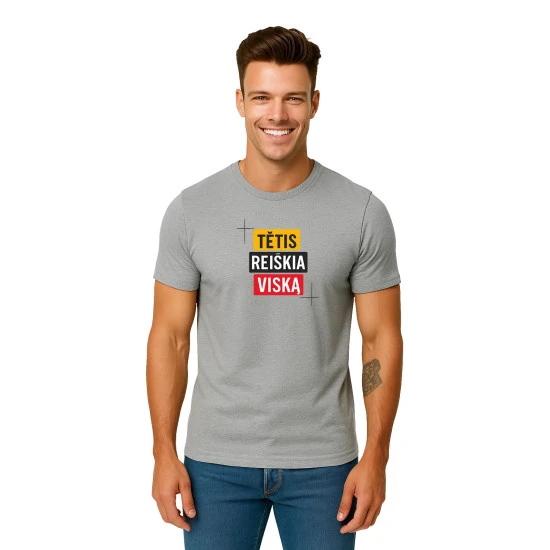 Gaiši pelēks T-krekls Tētis nozīmē visu PK4008