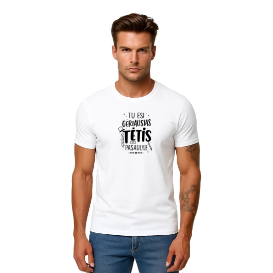 Vīriešu balts T-krekls Best Dad (melns) PK4002