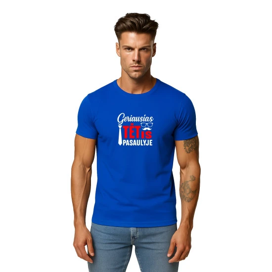 Zils T-krekls Labākais tētis pasaulē (balts) PK4007