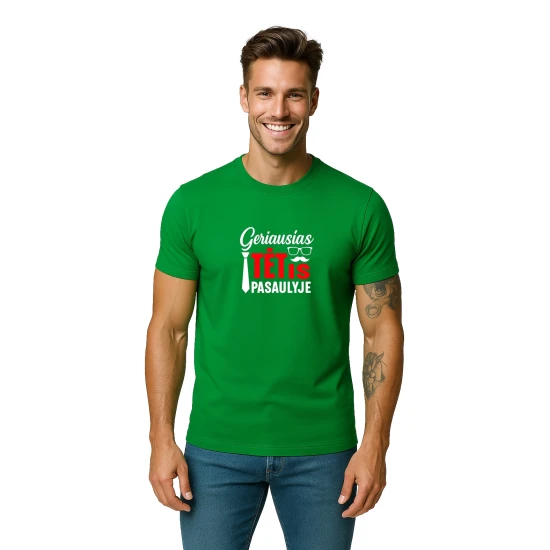 Zaļš T-krekls Labākais tētis pasaulē (balts) PK4007