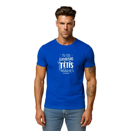 Vīriešu zils T-krekls Best Dad (balts) PK4002