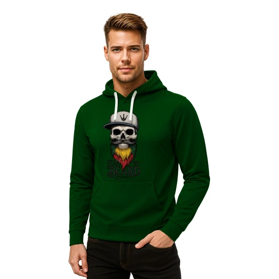 Tumši zaļš džemperis ar kapuci Galvaskauss ar pelēku cepuri PK4013