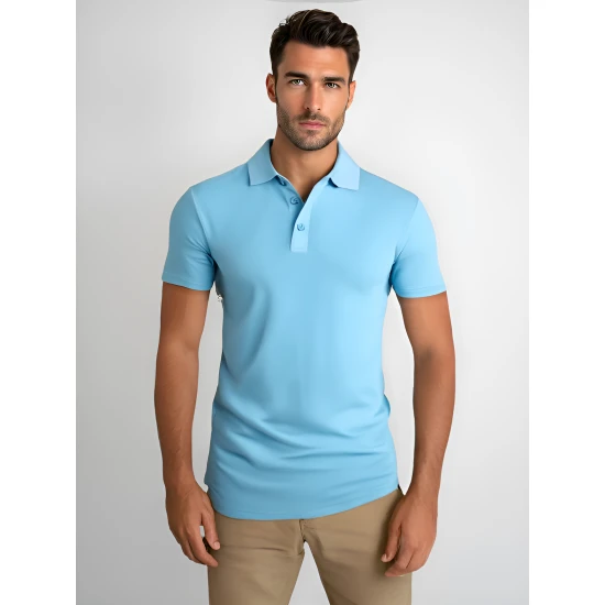 Vīriešu gaiši zils polo krekliņš Casual JS/8T80