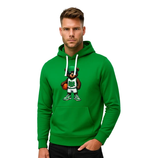 Vīriešu zaļš džemperis ar kapuci Zaļš Balts PK4009