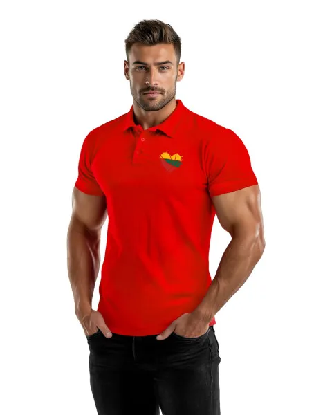 Vīriešu sarkans polo krekls Heart