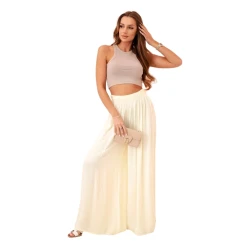 Sieviešu platās dzeltenās bikses Andi 