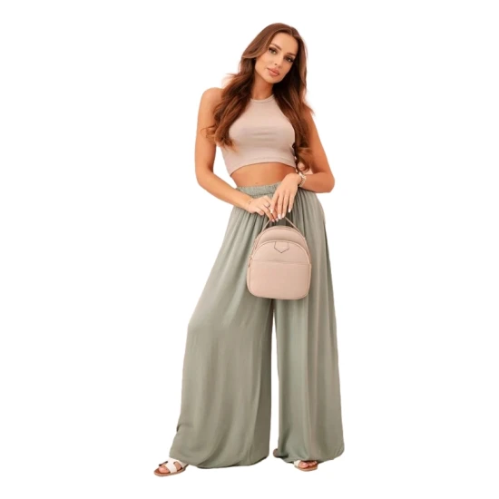 Sieviešu platās haki krāsas bikses Andi 31719