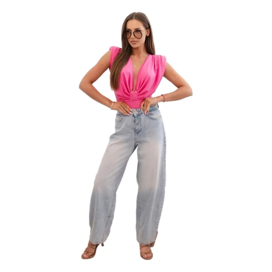 Sieviešu blūze rozā krāsā ar dziļu izgriezumu Ana 32614