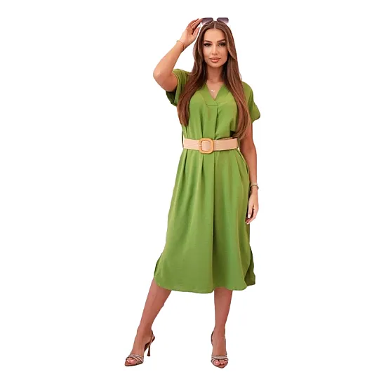 Women's green dress with belt Amber 31171
