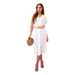 Sieviešu balta kleita ar jostu Amber