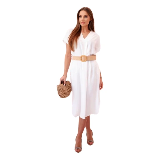 Sieviešu balta kleita ar jostu Amber 27660