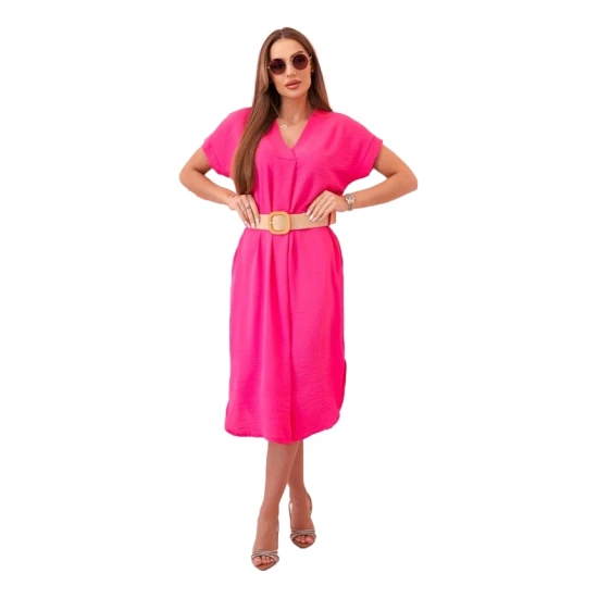 Sieviešu rozā kleita ar jostu Amber 24001