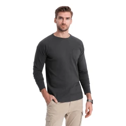 Vīriešu tumši pelēks krekls ar garām piedurknēm Doug