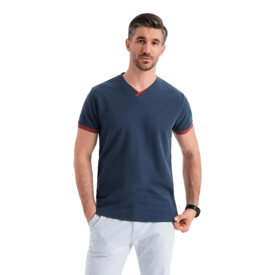 Vīriešu tumši zils krekls Brak V1 OM-TSCT-0198