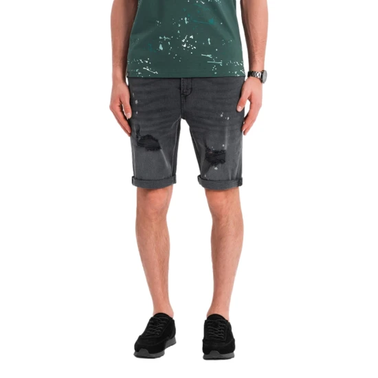 Vīriešu tumši pelēkas krāsas džinsu šorti Braco V3 OM-SRDS-0186