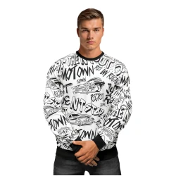 Vīriešu balts sporta krekls ar apdruku Stop