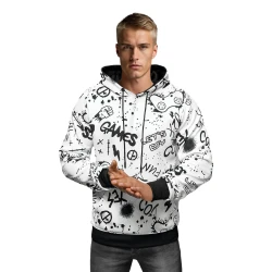 Vīriešu balts džemperis ar kapuci Games