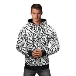 Vīriešu balts džemperis ar kapuci Arnol