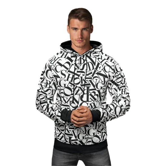 Vīriešu balts džemperis ar kapuci Arnol JS/8B1238/1