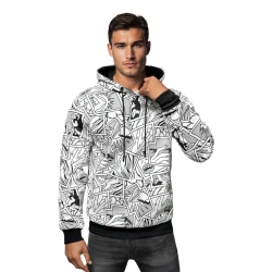 Trum vīriešu balts džemperis ar kapuci