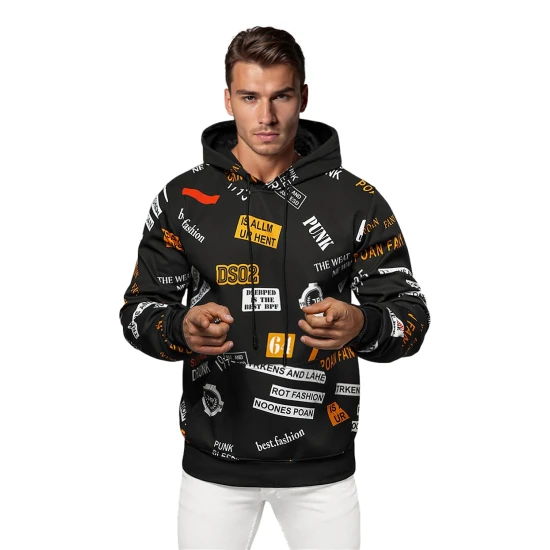 Vīriešu melns džemperis ar kapuci Rot Fashion JS/8B1250/3Z