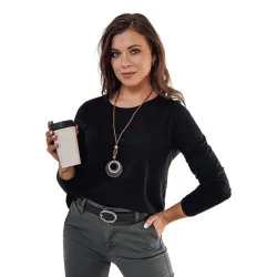 Sieviešu melna blūze ar kulonu Minimoda