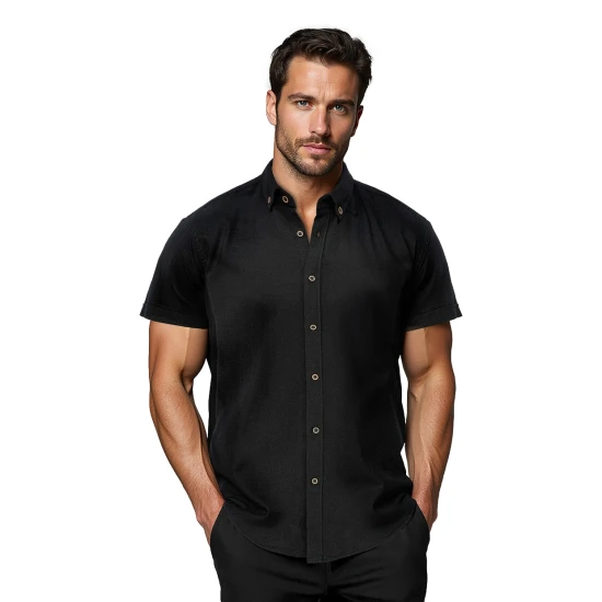 Vīriešu melns krekls ar īsām piedurknēm Soči O/V165