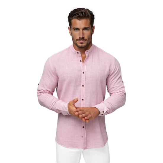 Vīriešu rozā krekls ar taisnu apkakli Party O/V158